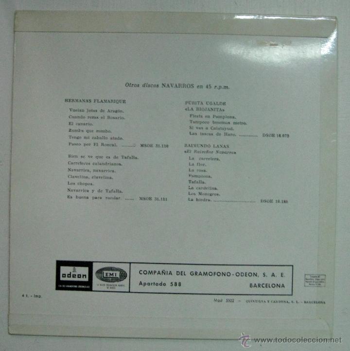 Discos de vinilo: DISCO 7PULGADAS HERMANAS FLAMARIQUE - NAVARRA - MSOE 31.109 - Foto 2 - 52925711