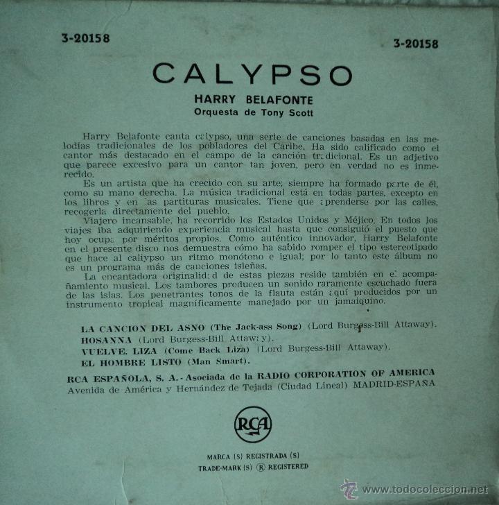Discos de vinilo: Harry Belafonte - Calypso - Edici&oacute;n de Espa&ntilde;a - Foto 2