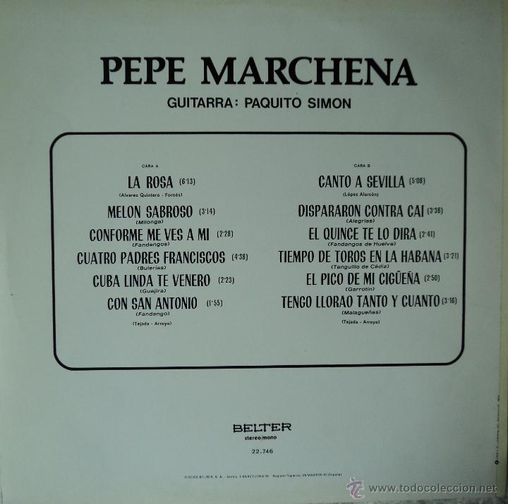 Discos de vinilo: Pepe Marchena - La Rosa - Edici&oacute;n de 1973 de Espa&ntilde;a - Foto 2