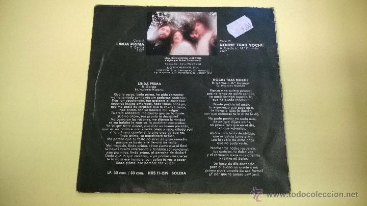 Discos de vinilo: Solera.Linda prima.SINGLE.ESPA&Ntilde;A 1973.HISPAVOX. - Foto 2