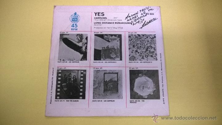 Discos de vinilo: Yes.Carrusel.SINGLE.ESPA&Ntilde;A 1972.HISPAVOX.ATLANTIC. - Foto 2