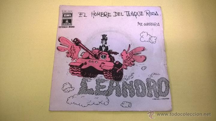 Discos de vinilo: Leandro.El hombre del tanque rosa.SINGLE.ESPA&Ntilde;A 1971.EMI-ODEON. - Foto 1