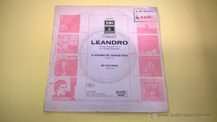 Discos de vinilo: Leandro.El hombre del tanque rosa.SINGLE.ESPA&Ntilde;A 1971.EMI-ODEON. - Foto 2