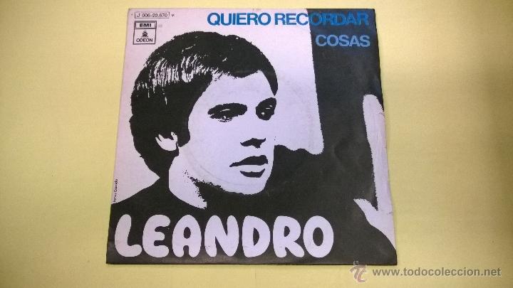 Discos de vinilo: Leandro.Quiero recordar.SINGLE.ESPA&Ntilde;A 1971.EMI-ODEON. - Foto 1
