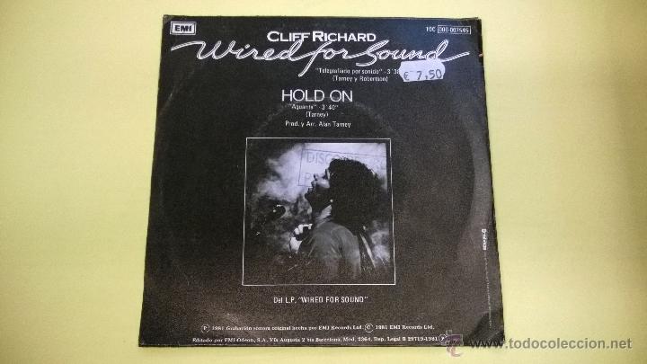 Discos de vinilo: Cliff Richard.Wired for sound.SINGLE.ESPA&Ntilde;A 1981.EMI-ODEON. - Foto 2