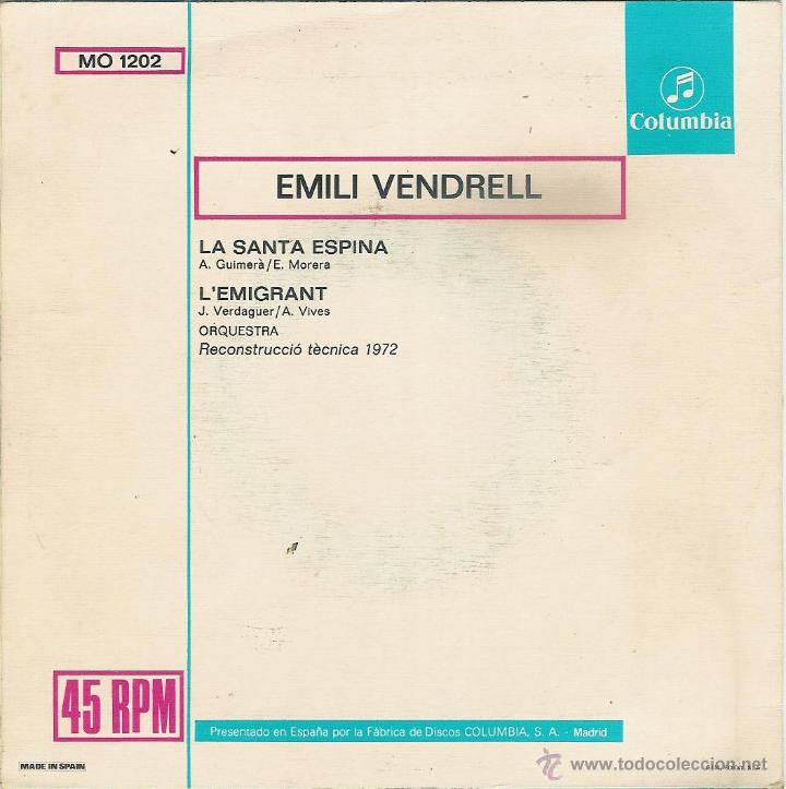 Discos de vinilo: emili vendrell - la santa espina / l`emigrant - single - Foto 2
