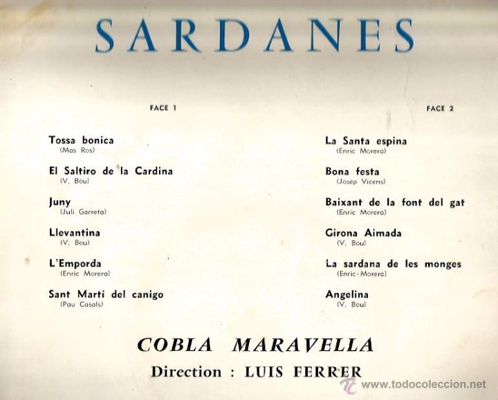 Discos de vinilo: LP COBLA MARAVELLA :  SARDANES - Foto 2
