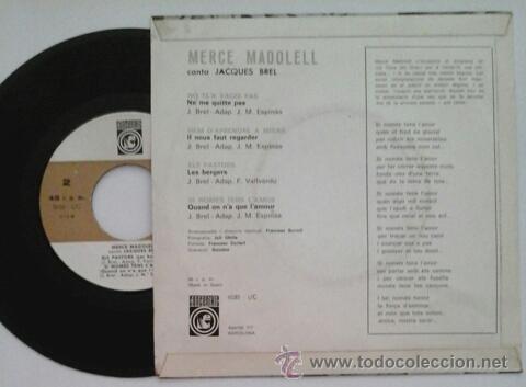 Discos de vinilo: MERC&Egrave; MANDOLELL -EP- CANTA BREL SPAIN 60,S - Foto 2