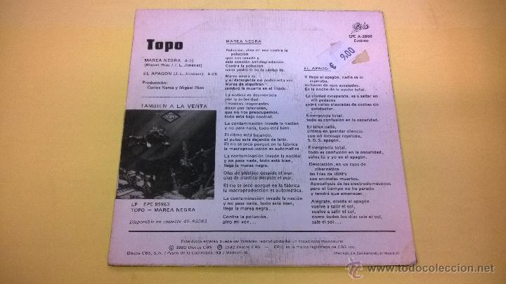 Discos de vinilo: Topo.Marea negra.SINGLE.ESPA&Ntilde;A 1982.EPIC. - Foto 2