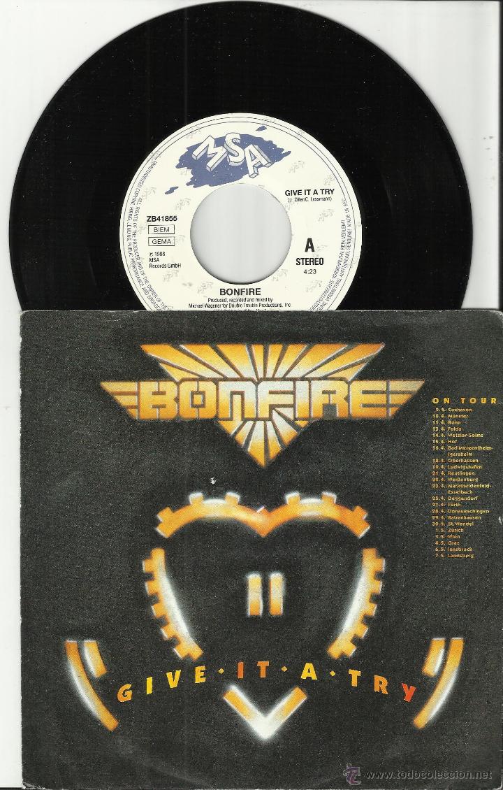 Discos de vinilo: bonfire single give it a try.alemania 1987 - Foto 1