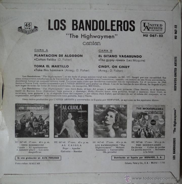 Discos de vinilo: The Highwaymen - Cotton Fields - Edici&oacute;n de 1961 de Espa&ntilde;a - Foto 2