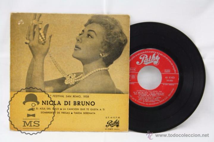 Disques de vinyle: Disco EP Vinilo - Nicla di Bruno. En el Azul del Cielo / La Canci&oacute;n Que Te Gusta..- Path&eacute;, A&ntilde;o 1958