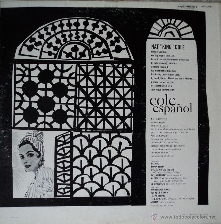 Discos de vinilo: Nat King Cole - Espa&ntilde;ol - Edici&oacute;n de USA - Foto 2