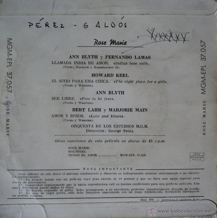 Discos de vinilo: Rose Marie - BSO - Edici&oacute;n de Espa&ntilde;a - Foto 2