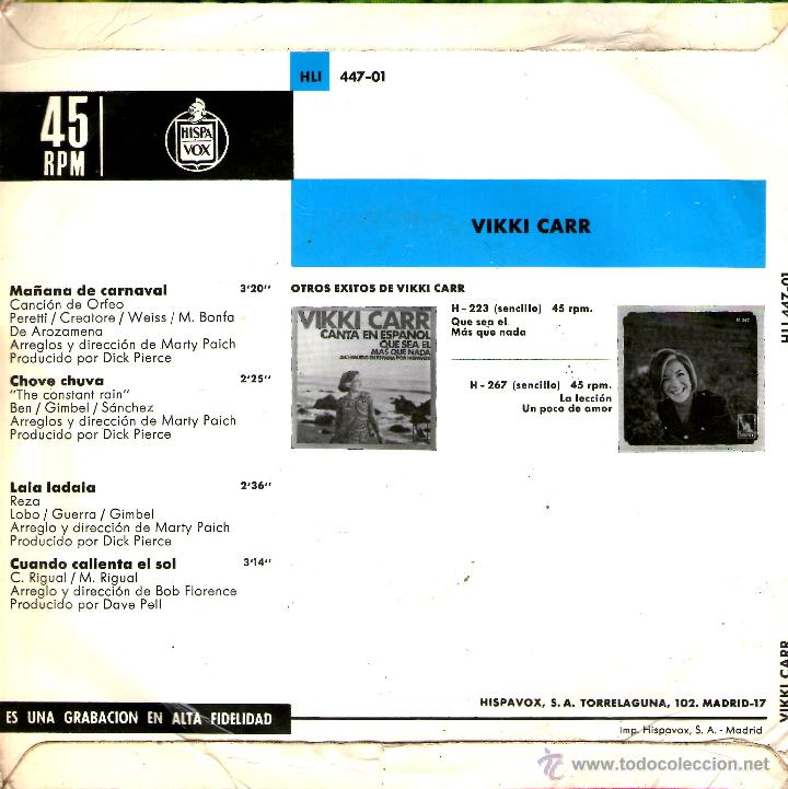 Discos de vinilo: VIKKI CARR - MA&Ntilde;ANA DE CARNAVAL - Foto 2