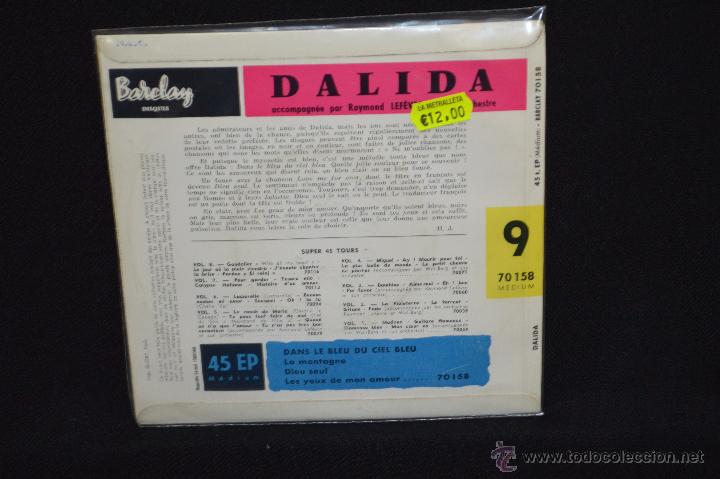 Discos de vinilo: DALIDA - DANS LE BLEU DU CIEL BLEU +3 - EP - Foto 2