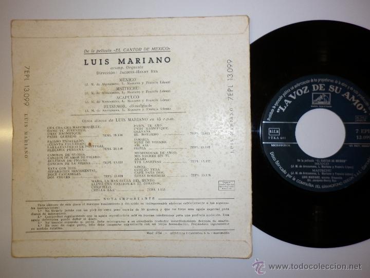 Discos de vinilo: LUIS MARIANO - EL CANTOR DE MEXICO - EP - Foto 2