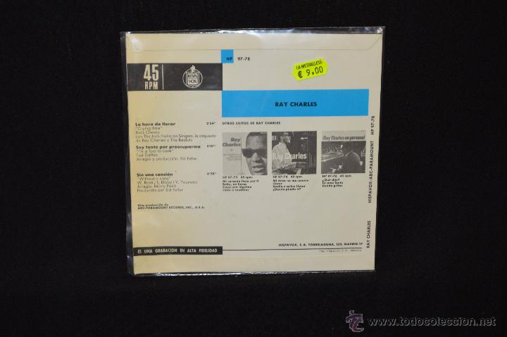 Discos de vinilo: RAY CHARLES - LA HORA DE LLORAR +3 - EP - Foto 2