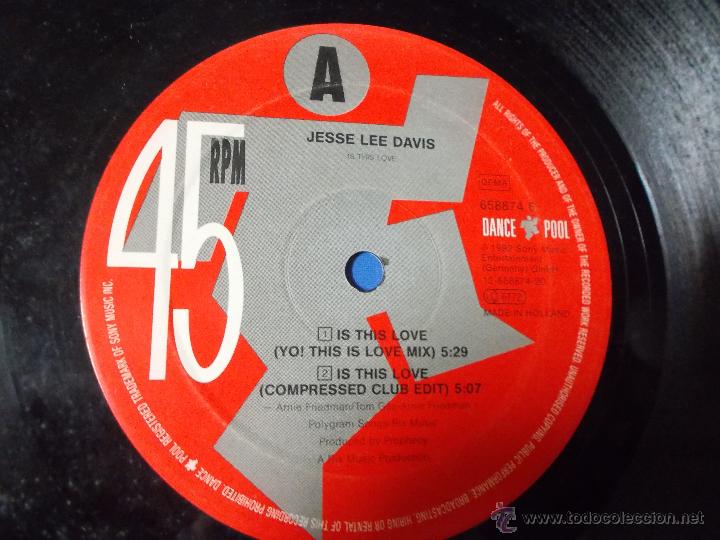 Discos de vinilo: JESSE LEE DAVIS. IS THIS LOVE MAXI 12. - Foto 2
