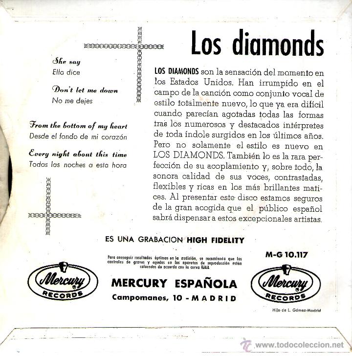 Discos de vinilo: LOS DIAMONDS - SHE SAY - Foto 2