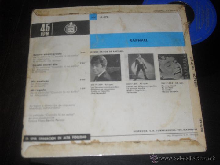 Discos de vinilo: RAPHAEL EP. ESTUVE ENAMORADO. MADE IN SPAIN. 1966. - Foto 2