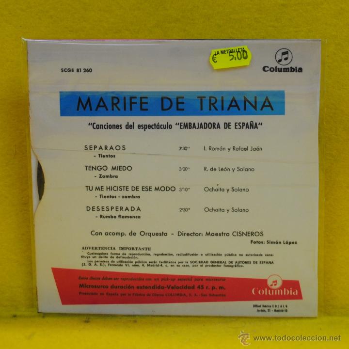 Discos de vinilo: MARIFE DE TRIANA - SEPARADOS + 3 - EP - Foto 2
