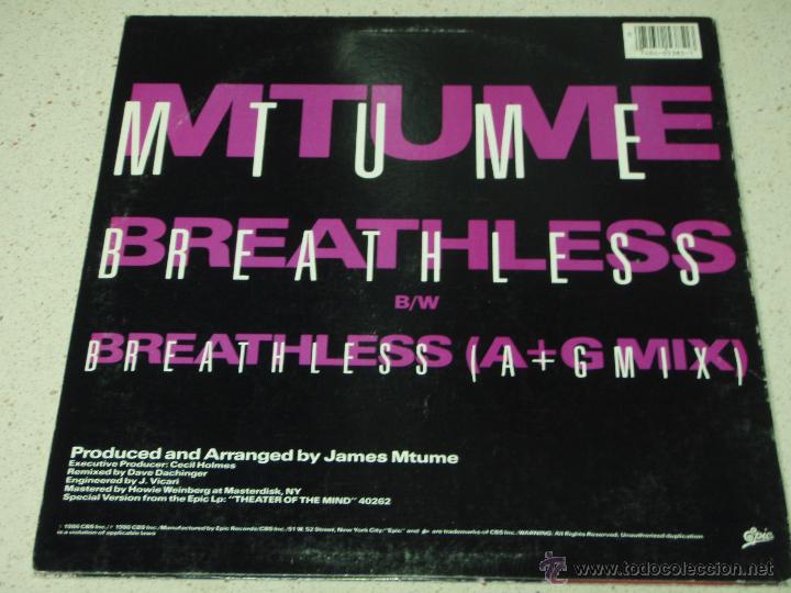 Discos de vinilo: Mtume &ndash; Breathless, US 1986 Epic - Foto 2