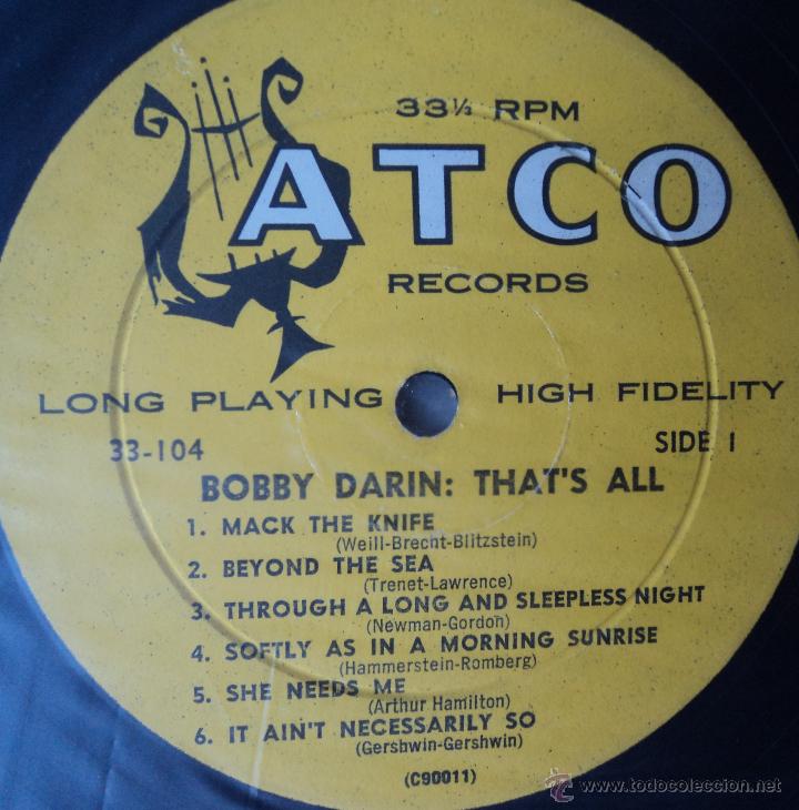 Discos de vinilo: Bobby Darin - Thats All - Edici&oacute;n de 1959 de USA - Foto 4