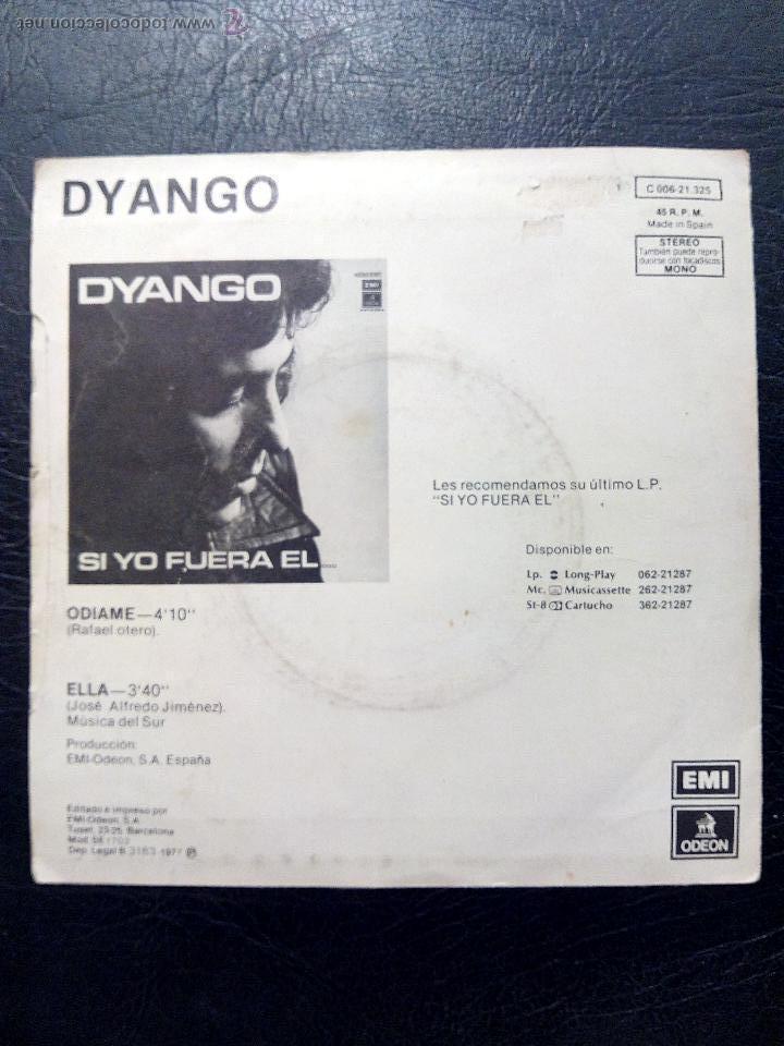 Discos de vinilo: SINGLE DYANGO - ODIAME - ELLA - ODEON 1977. - Foto 2