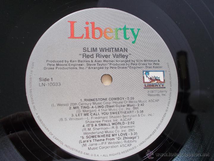 Discos de vinilo: SLIM WHITMAN.RED RIVER VALLEY - Foto 2