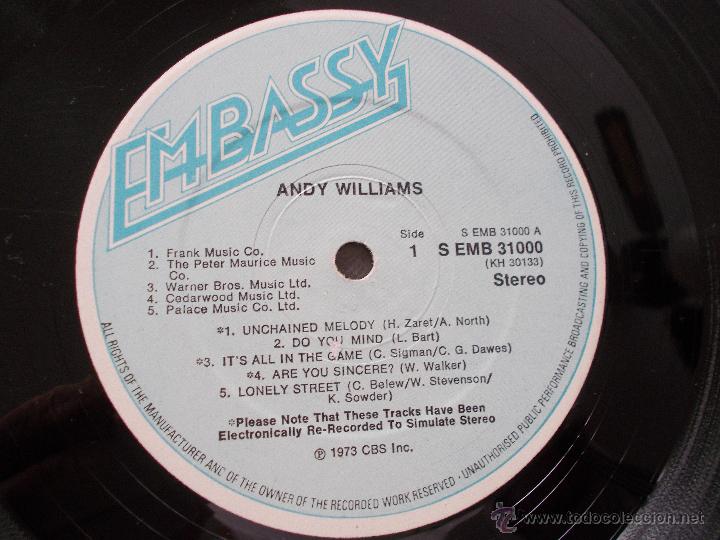 Discos de vinilo: ANDY WILLIAMS - Foto 2