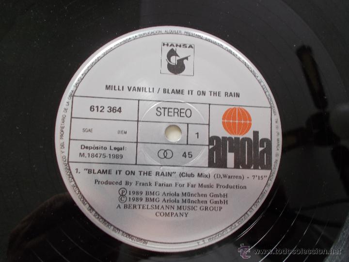 Discos de vinilo: MILLI VANILLI. BLAME IT ON THE RAIN - Foto 2