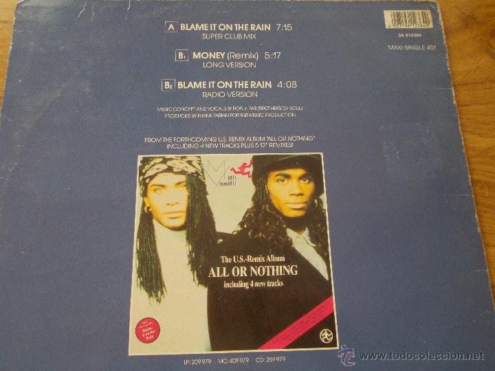 Discos de vinilo: MILLI VANILLI. BLAME IT ON THE RAIN - Foto 3