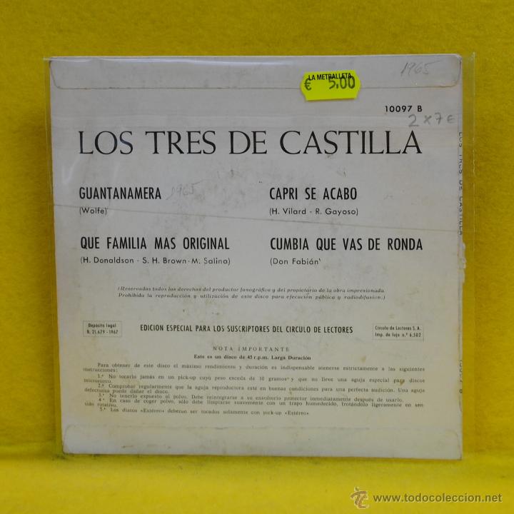 Discos de vinilo: LOS 3 DE CASTILLA - GUANTANAMERA + 3 - EP - Foto 2
