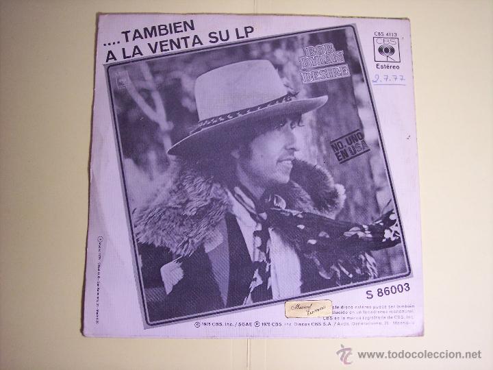 Discos de vinilo: SINGLE BOB DYLAN (MOZAMBIQUE / OH, HERMANA) CBS-1976 - Foto 3