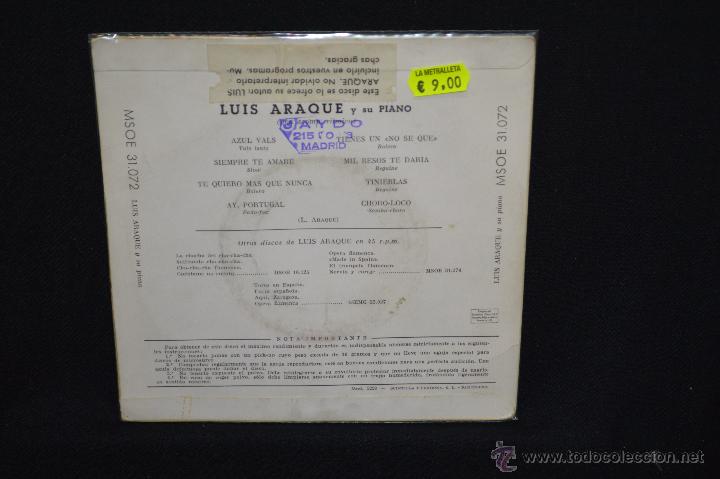 Discos de vinilo: LUIS ARAQUE - AZUL VALS - EP - Foto 2
