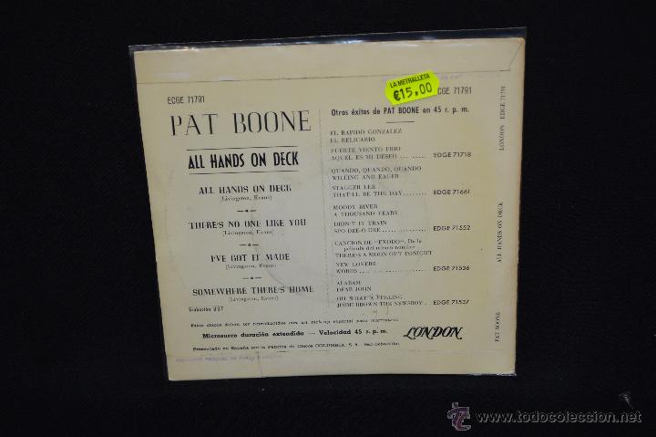 Discos de vinilo: PAT BOONE - ALL HANDS ON DECK +3 - EP - Foto 2