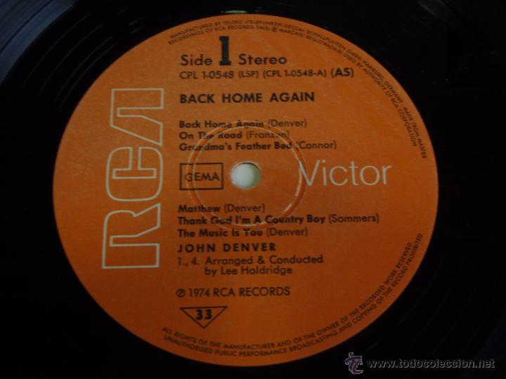 Discos de vinilo: JOHN DENVER ( BACK HOME AGAIN ) 1974 - GERMANY LP33 RCA - Foto 4