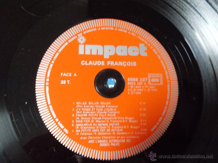 Discos de vinilo: CLAUDE FRANCOIS. DISQUE D&acute;OR - Foto 2