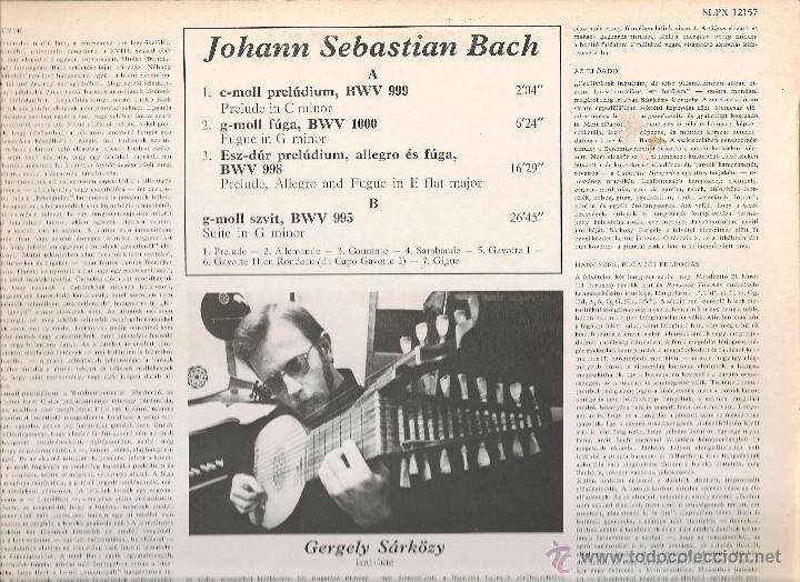 Discos de vinilo: BACH - Lute Music. Gergely Sarkozy. - Foto 2