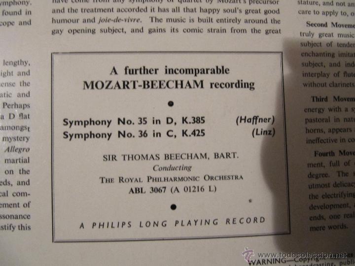 Discos de vinilo: Philips ABL 3094 Mozart Symphony 39 & 40 Sir Thomas Beecham - Foto 6