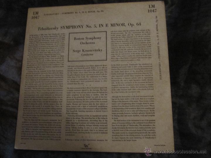 Discos de vinilo: Serge Koussevitzky - tchaikovsky : symphony no.5 - Foto 2