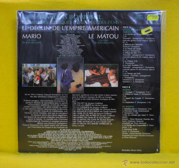 Discos de vinilo: FRANCOIS DOMPIERRE - LE DECLIN DE L&acute;EMPIRE AMERICAIN - BSO - LP - Foto 2