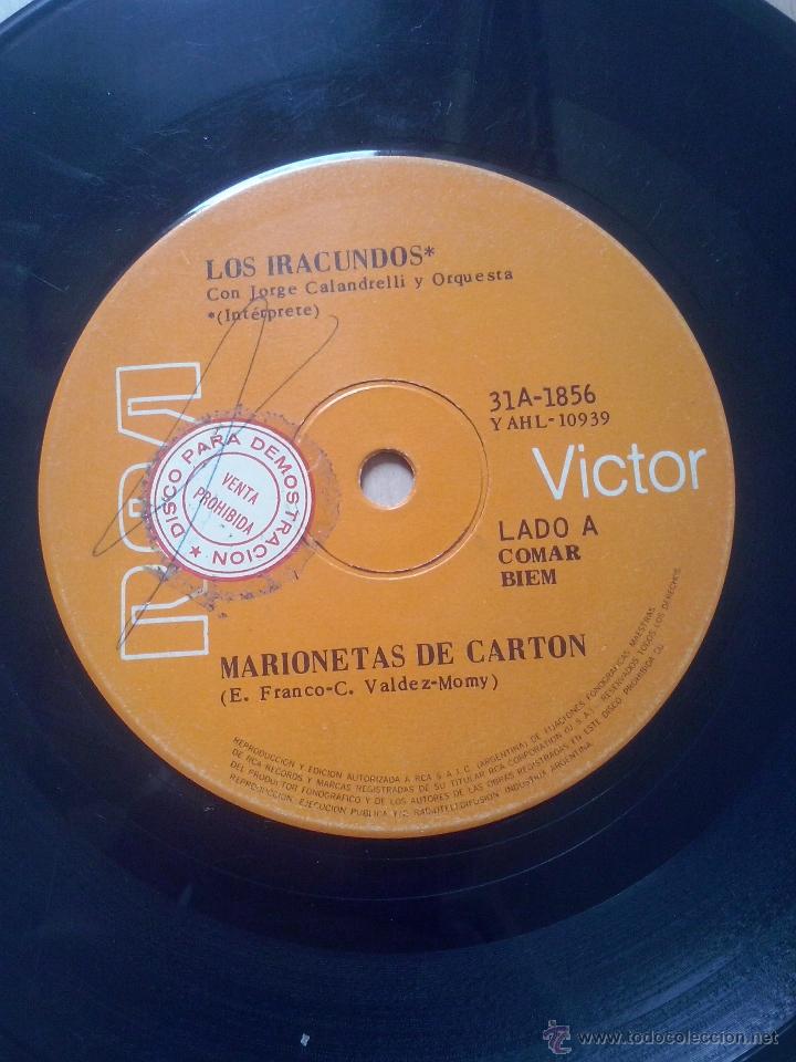 Disques de vinyle: los iracundos- marionetas de carton +1- single 33 rpm rca argentina promocional