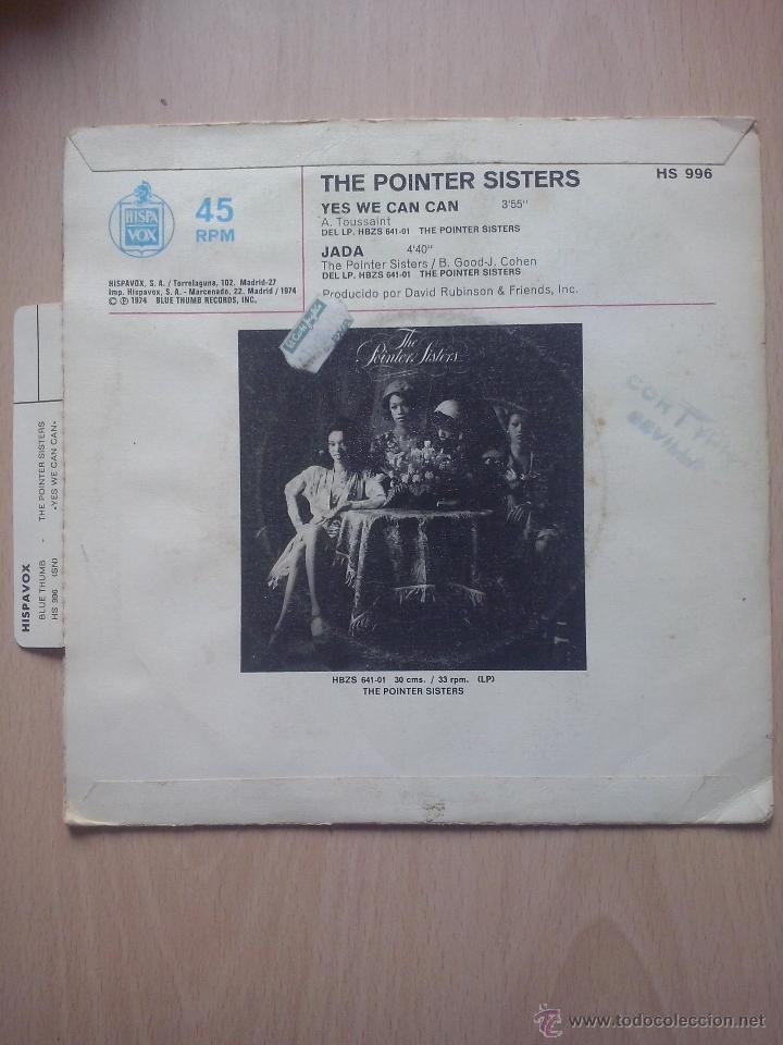 Discos de vinilo: the pointer sisters- yes we can/ jade- single hispavox 1974 - Foto 2