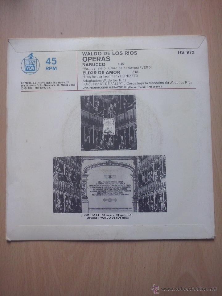 Discos de vinilo: waldo de los rios- nabucco +1- single hispavox 1973 - Foto 2