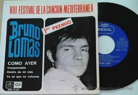 Discos de vinilo: BRUNO LOMAS -EP- COMO AYER + 3 RARE SPAIN 60S - Foto 1