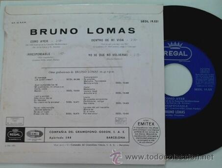 Discos de vinilo: BRUNO LOMAS -EP- COMO AYER + 3 RARE SPAIN 60S - Foto 2
