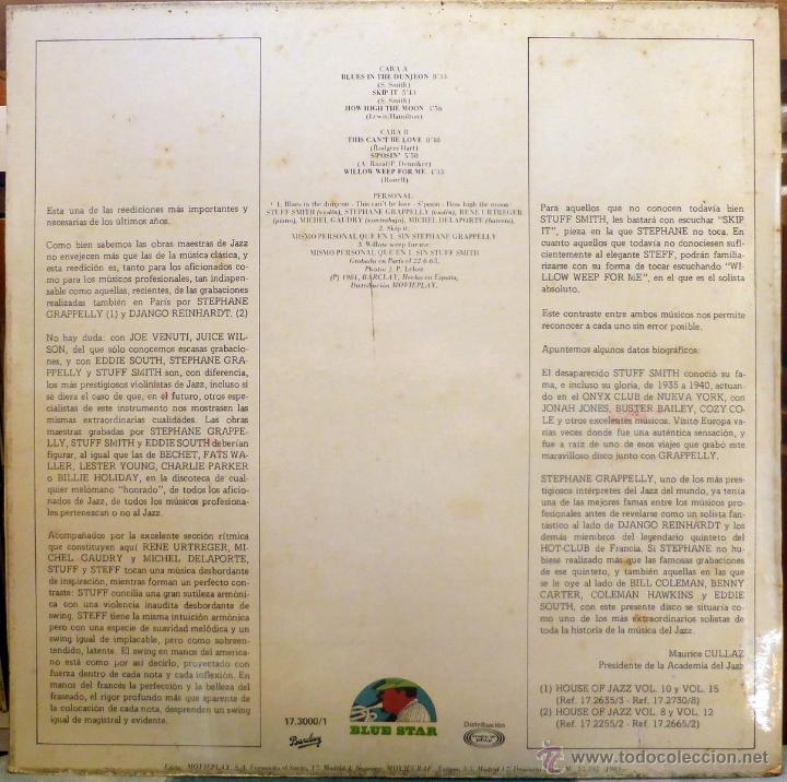 Discos de vinilo: St&eacute;phane Grappelli & Stuff Smith. Stuff & Steff. Movieplay, Esp. 1981 LP - Foto 2