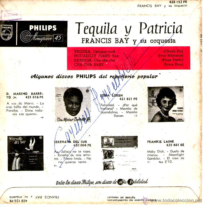 Discos de vinilo: FRANCIS BAY Y SU ORQUESTA - TEQUILA - Foto 2